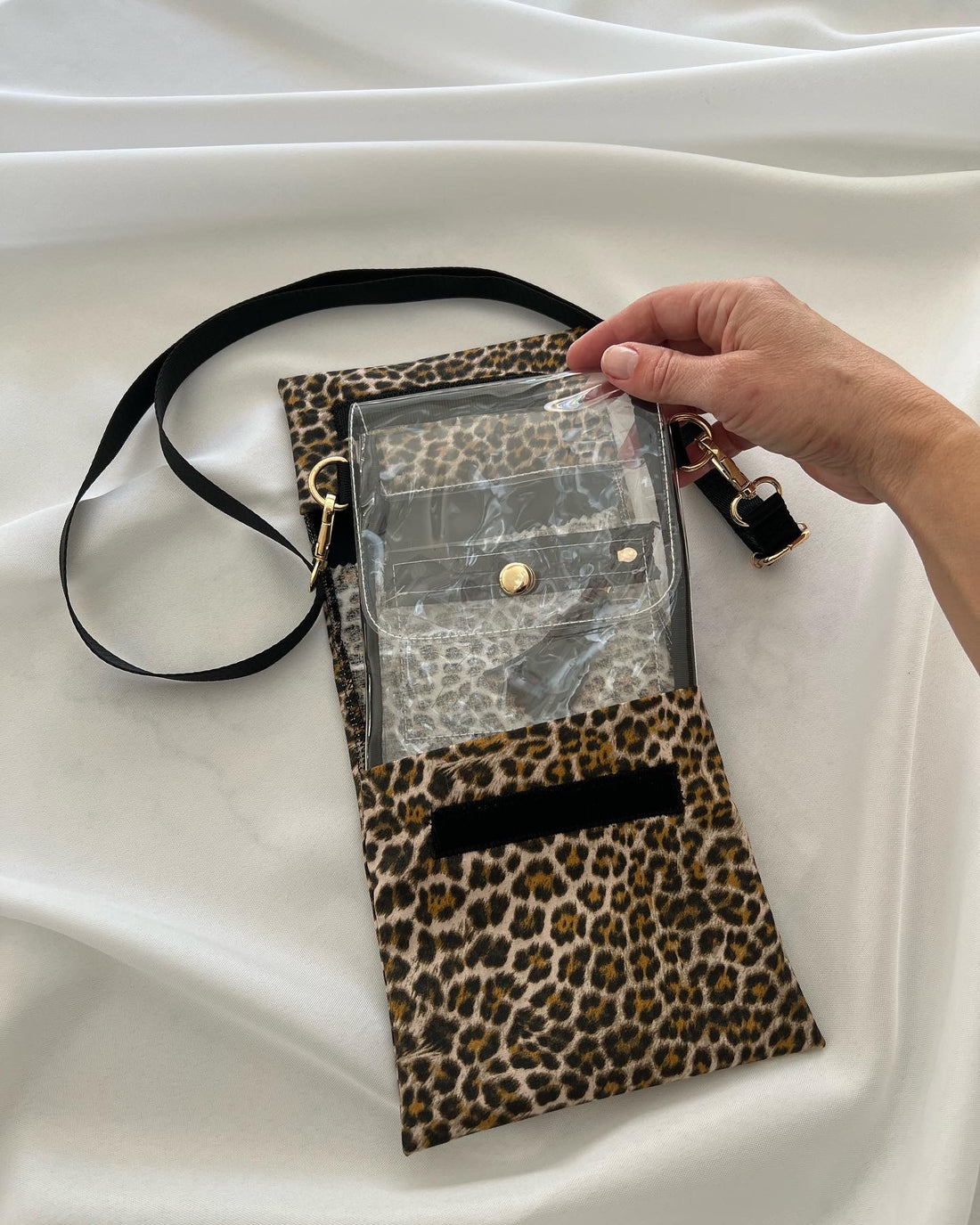 Golden Leopard Sassy Cover being taken out of clear bag